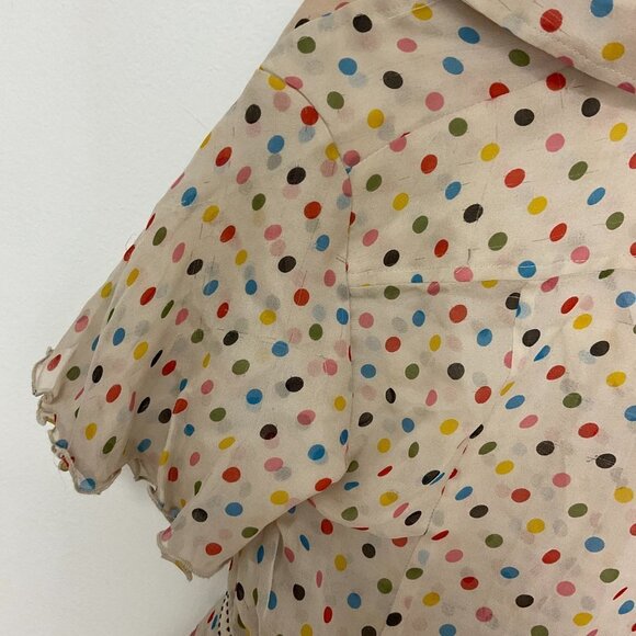 Cynthia Steffe Womens Polka Dot Sheer Chiffon Blouse Size M Multicolor - Picture 3 of 6